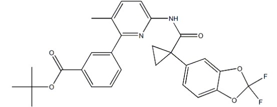 3-(6-(1-(2,2-二氟苯并[d] [1,3]二氧杂环戊烯-5-基)环丙烷甲酰氨基)-3-甲基吡啶-2-基)苯甲酸叔丁酯-CAS:1160221-25-9