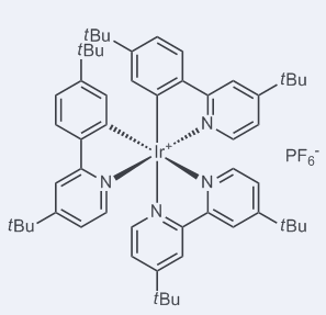 (4,4’-二叔丁基-2,2’-二吡啶基)-双-(4,5’-二叔丁基-2-苯基吡啶(-1H))-铱()III)六氟磷酸盐-CAS:808142-80-5