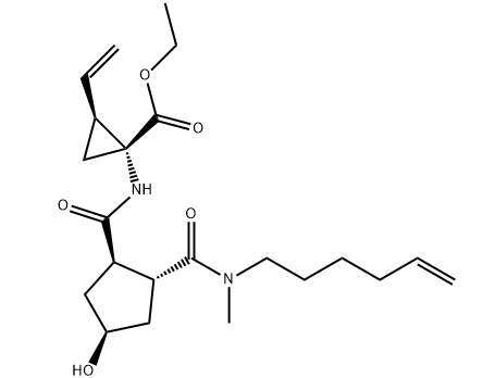 (1S,2R)-1-((1R,2R,4S)-2-(5-烯己基(甲基)氨甲酰基)-4-羟基环戊甲酰胺基)-2-乙烯基-环丙烷羧酸乙酯-CAS:922727-93-3