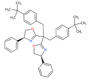 (4S,4'S)-2,2'-(1,3-双[4-(叔丁基)苯基)丙烷-2,2-二基]双(4-苯基-4,5-二氢恶唑)-CAS:1428328-51-1