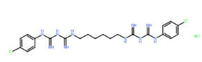 1,1'-己基双(5-(对氯苯基)双胍)二盐酸盐-CAS:3697-42-5