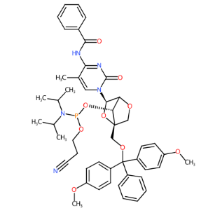 (1R,3R,4R,7S)-3-(4-苯甲酰胺-5-甲基-2-氧代嘧啶-1(2H)-基)-1-((双(4-甲氧基苯基)(苯基)甲氧基)甲基)-2,5-二氧杂双环[2.2.1]庚烷-7-基（2-氰基乙基）二异丙基亚磷酰胺-CAS:206055-82-5